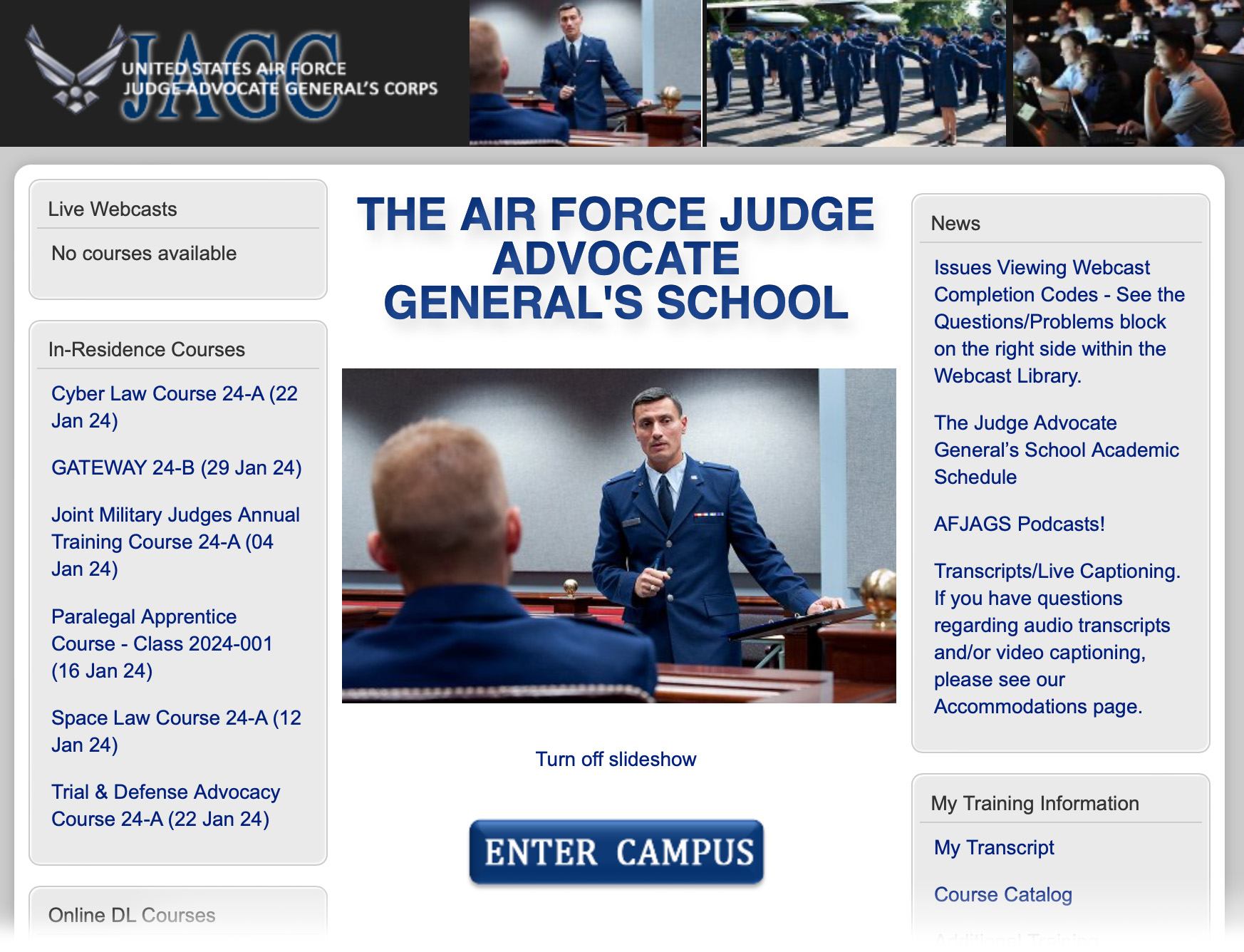 Screenshot of Campus Homeroom website